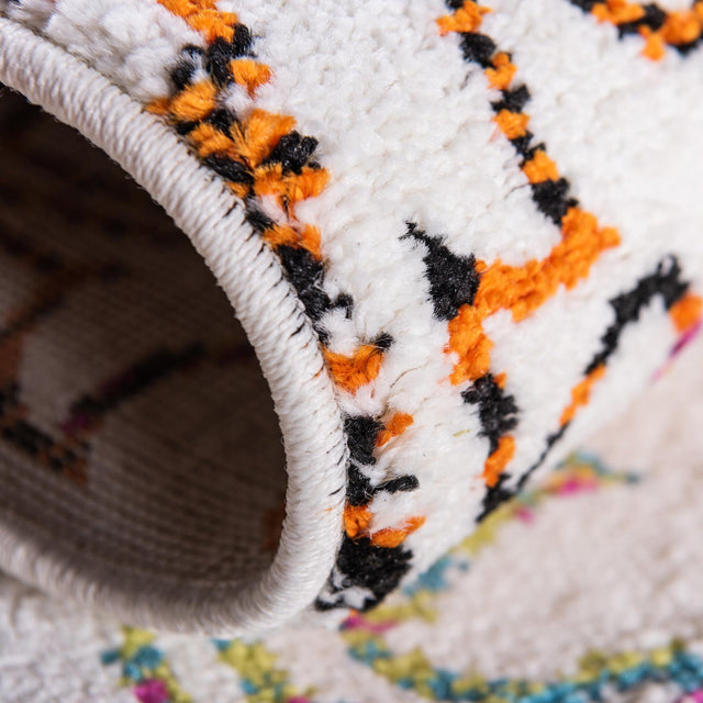 Ivory 2' x 6' 1 Lyon Runner Area Rug Vivid Colorful Abstract Modern 100% Polypropylene Carpet for Living Room, Dining, Office for Sale at Rug Engine