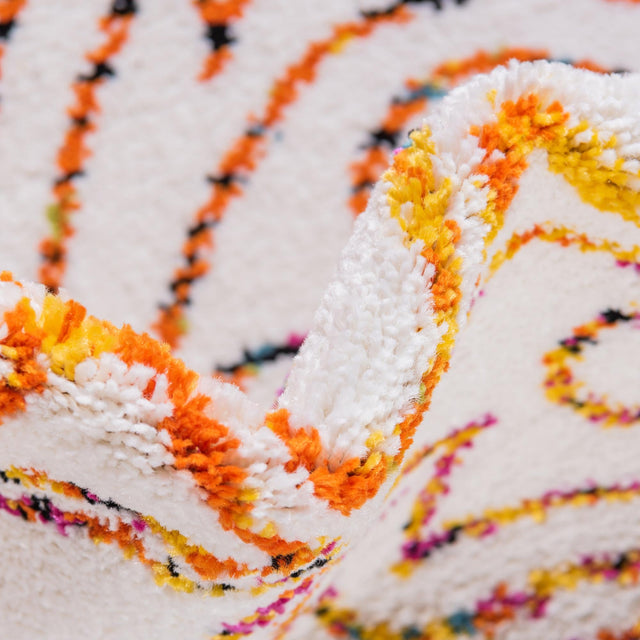 Ivory 2' x 6' 1 Lyon Runner Area Rug Vivid Colorful Abstract Modern 100% Polypropylene Carpet for Living Room, Dining, Office for Sale at Rug Engine