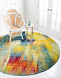 Multicolor 8' x 8' Lyon Round Area Rug Vivid Colorful Abstract Modern 100% Polypropylene Carpet for Living Room, Dining, Office for Sale at Rug Engine