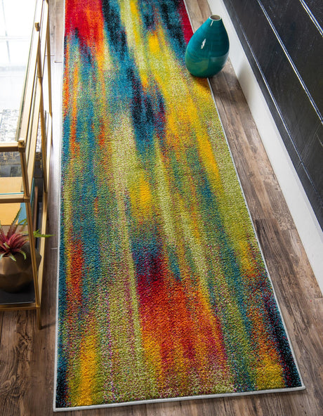 Multicolor 2' x 6' 1 Lyon Runner Area Rug Vivid Colorful Abstract Modern 100% Polypropylene Carpet for Living Room, Dining, Office for Sale at Rug Engine