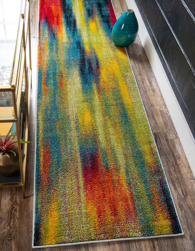 Multicolor 2' x 6' 1 Lyon Runner Area Rug Vivid Colorful Abstract Modern 100% Polypropylene Carpet for Living Room, Dining, Office for Sale at Rug Engine