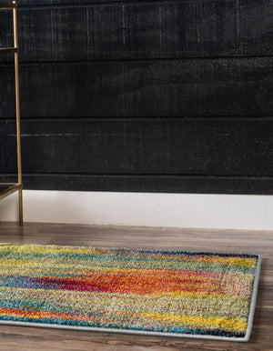 Multicolor 2' x 6' 1 Lyon Runner Area Rug Vivid Colorful Abstract Modern 100% Polypropylene Carpet for Living Room, Dining, Office for Sale at Rug Engine