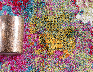 Multicolor 8' x 8' Lyon Round Area Rug Vivid Colorful Abstract Modern 100% Polypropylene Carpet for Living Room, Dining, Office for Sale at Rug Engine