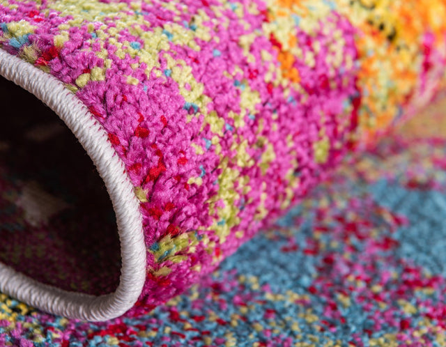 Multicolor 8' x 8' Lyon Round Area Rug Vivid Colorful Abstract Modern 100% Polypropylene Carpet for Living Room, Dining, Office for Sale at Rug Engine