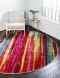 Multicolor 6' x 6' Lyon Round Area Rug Vivid Colorful Abstract Modern 100% Polypropylene Carpet for Living Room, Dining, Office for Sale at Rug Engine
