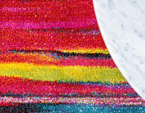 Multicolor 6' x 6' Lyon Round Area Rug Vivid Colorful Abstract Modern 100% Polypropylene Carpet for Living Room, Dining, Office for Sale at Rug Engine