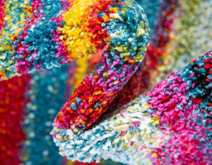 Multicolor 6' x 6' Lyon Round Area Rug Vivid Colorful Abstract Modern 100% Polypropylene Carpet for Living Room, Dining, Office for Sale at Rug Engine