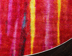 Multicolor 6' x 6' Lyon Round Area Rug Vivid Colorful Abstract Modern 100% Polypropylene Carpet for Living Room, Dining, Office for Sale at Rug Engine
