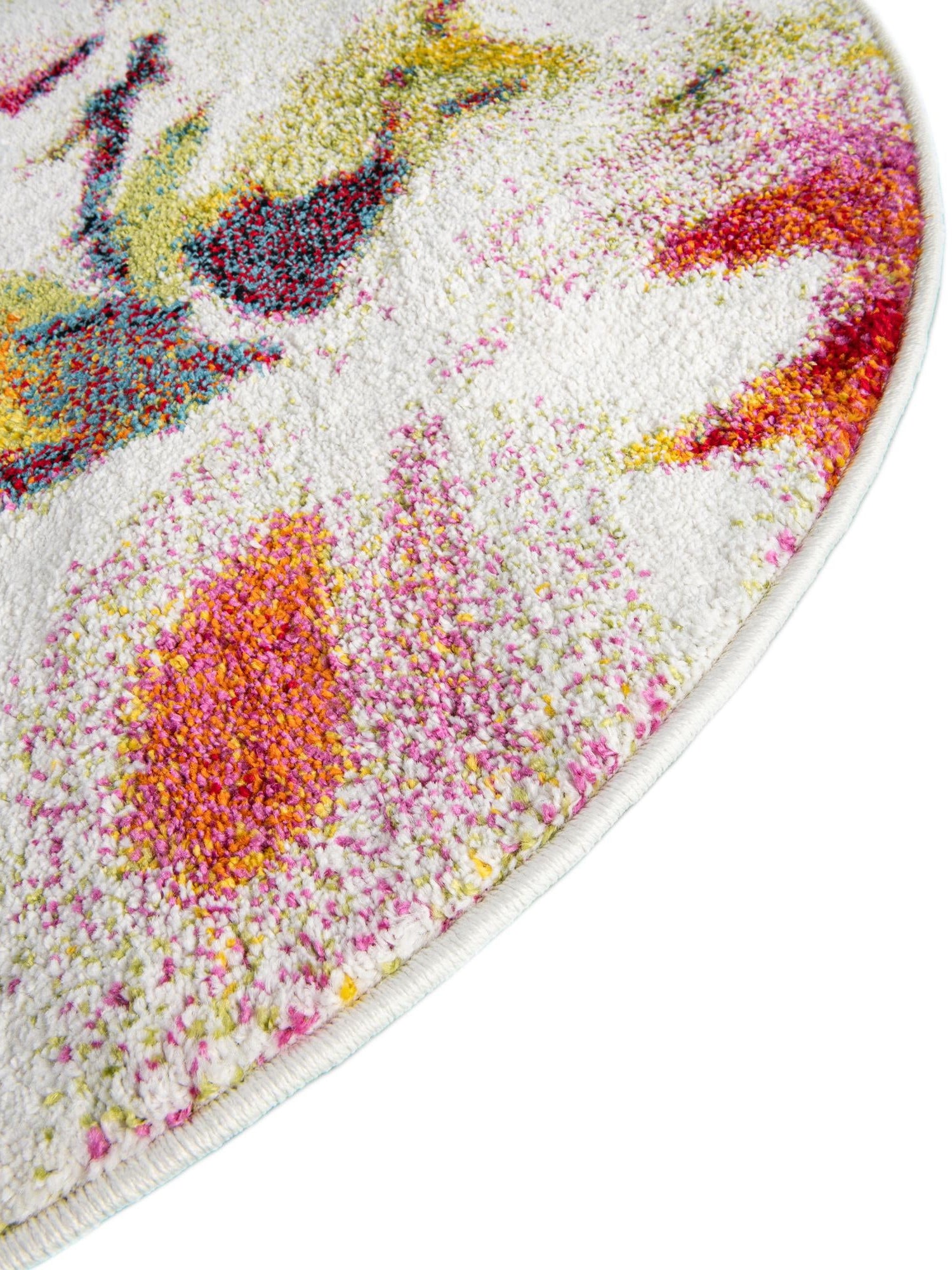 Ivory 6' 1 x 6' 1 Lyon Round Area Rug Vivid Colorful Abstract Modern 100% Polypropylene Carpet for Living Room, Dining, Office for Sale at Rug Engine