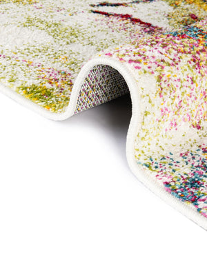 Ivory 7' 10 x 7' 10 Lyon Round Area Rug Vivid Colorful Abstract Modern 100% Polypropylene Carpet for Living Room, Dining, Office for Sale at Rug Engine