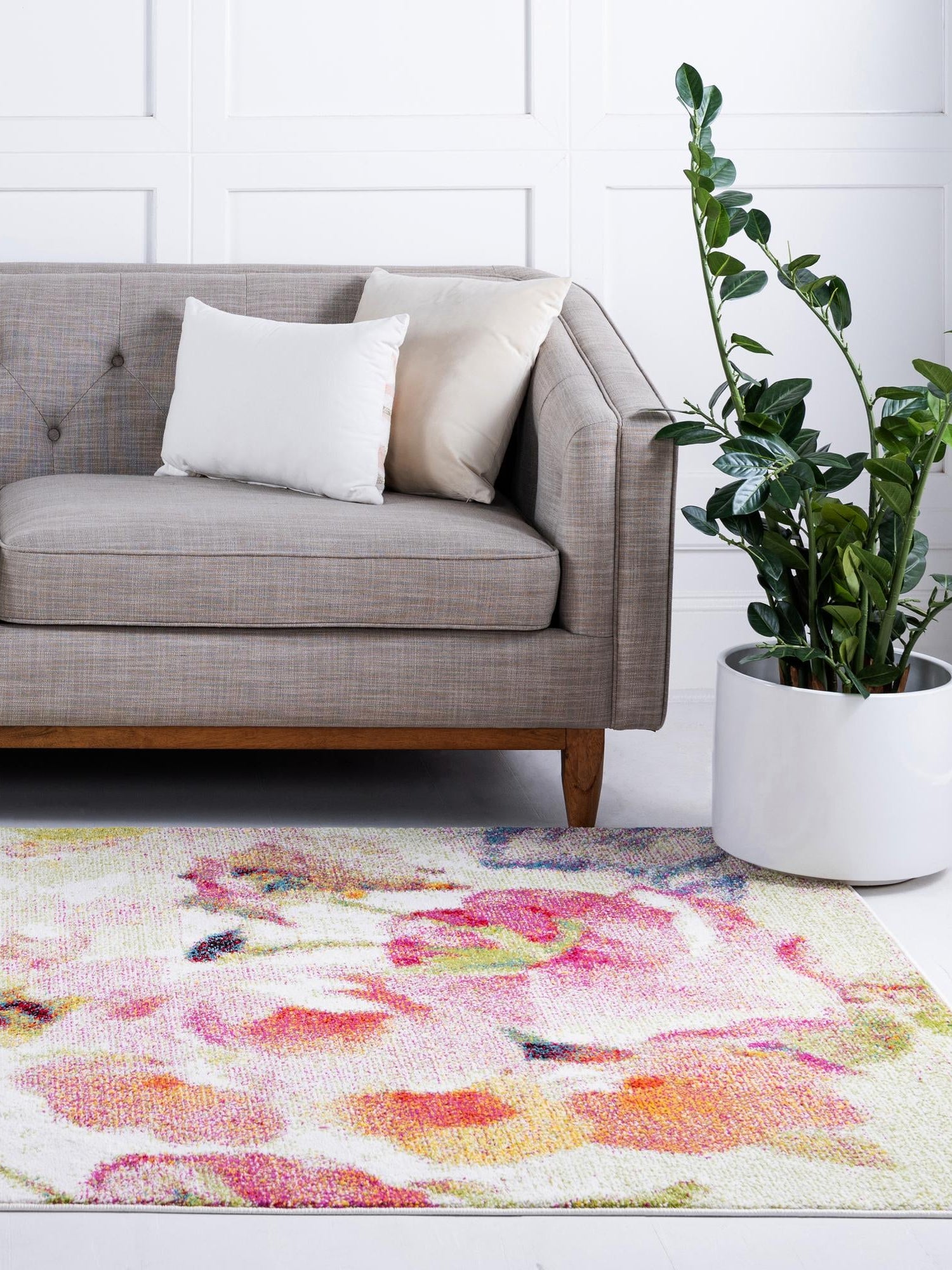 Ivory 6' 1 x 9' Lyon Rectangle Area Rug Vivid Colorful Abstract Modern 100% Polypropylene Carpet for Living Room, Dining, Office for Sale at Rug Engine