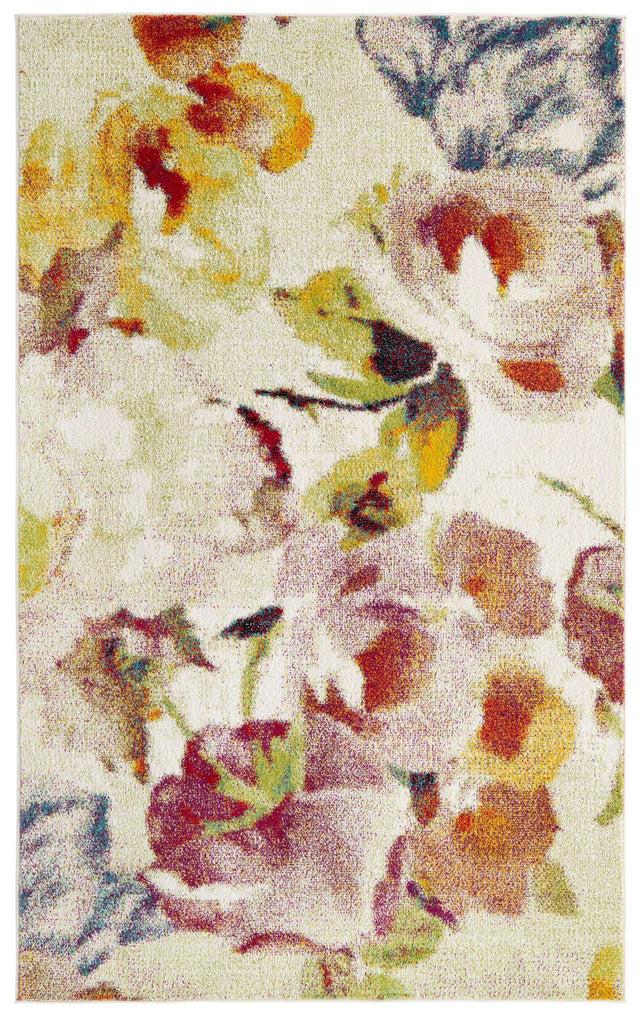 Ivory 5' 1 x 8' Lyon Rectangle Area Rug Vivid Colorful Abstract Modern 100% Polypropylene Carpet for Living Room, Dining, Office for Sale at Rug Engine