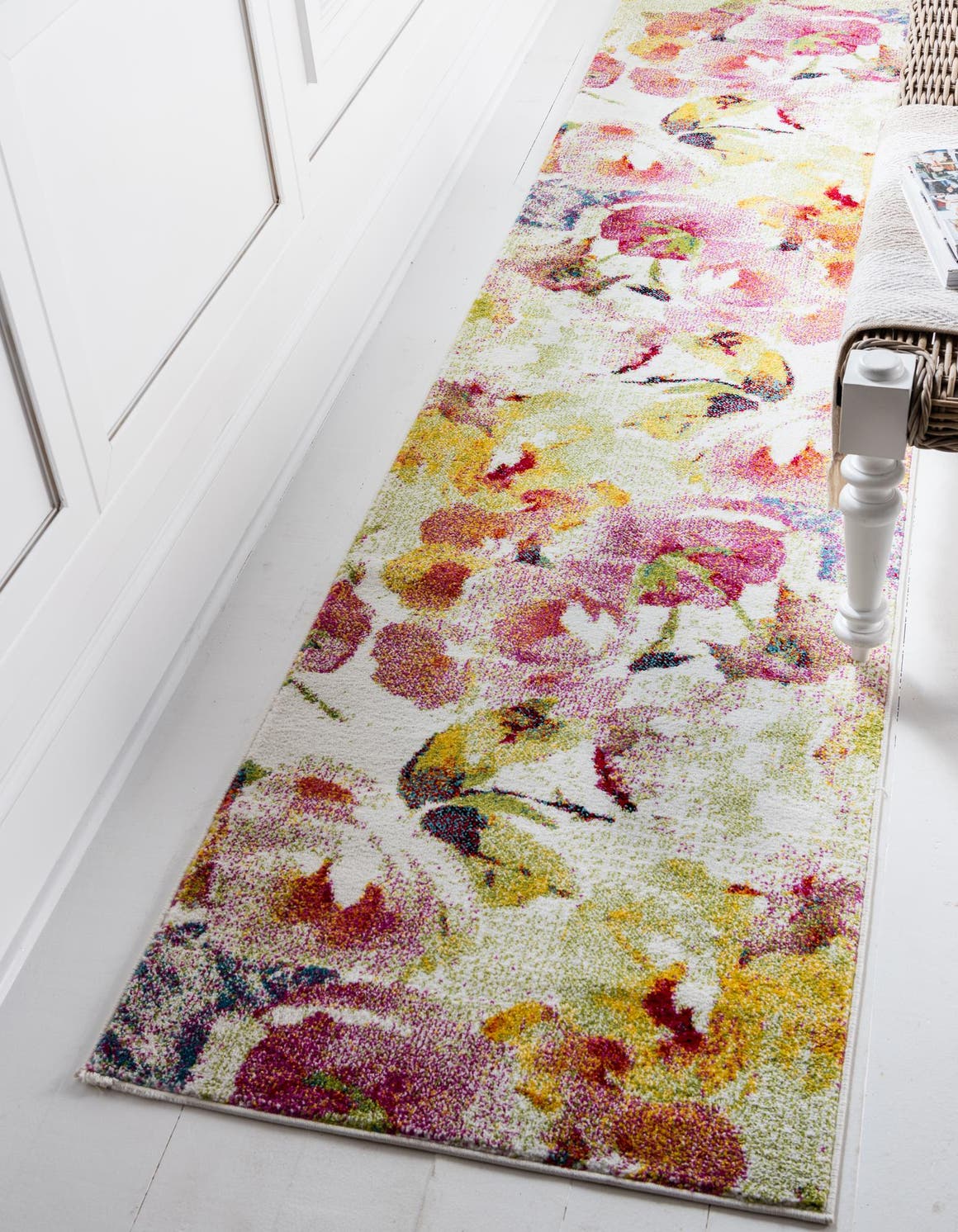 Ivory 2' 7 x 12' Lyon Runner Area Rug Vivid Colorful Abstract Modern 100% Polypropylene Carpet for Living Room, Dining, Office for Sale at Rug Engine