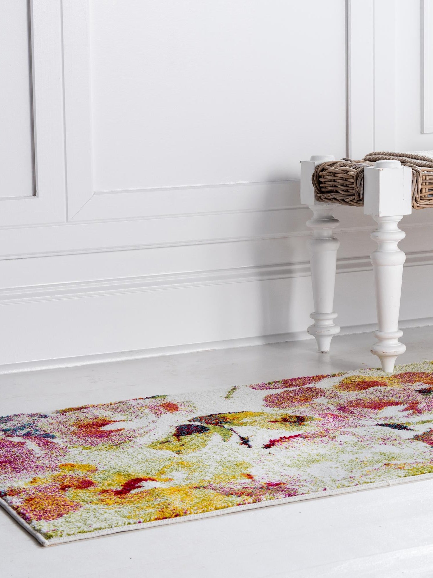 Ivory 2' 7 x 12' Lyon Runner Area Rug Vivid Colorful Abstract Modern 100% Polypropylene Carpet for Living Room, Dining, Office for Sale at Rug Engine