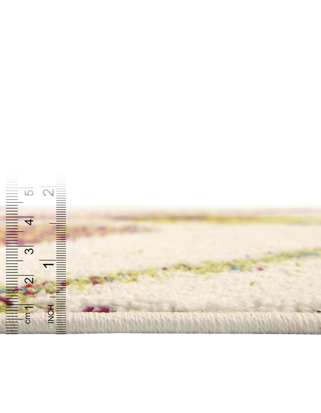 Ivory 2' 7 x 10' Lyon Runner Area Rug Vivid Colorful Abstract Modern 100% Polypropylene Carpet for Living Room, Dining, Office for Sale at Rug Engine