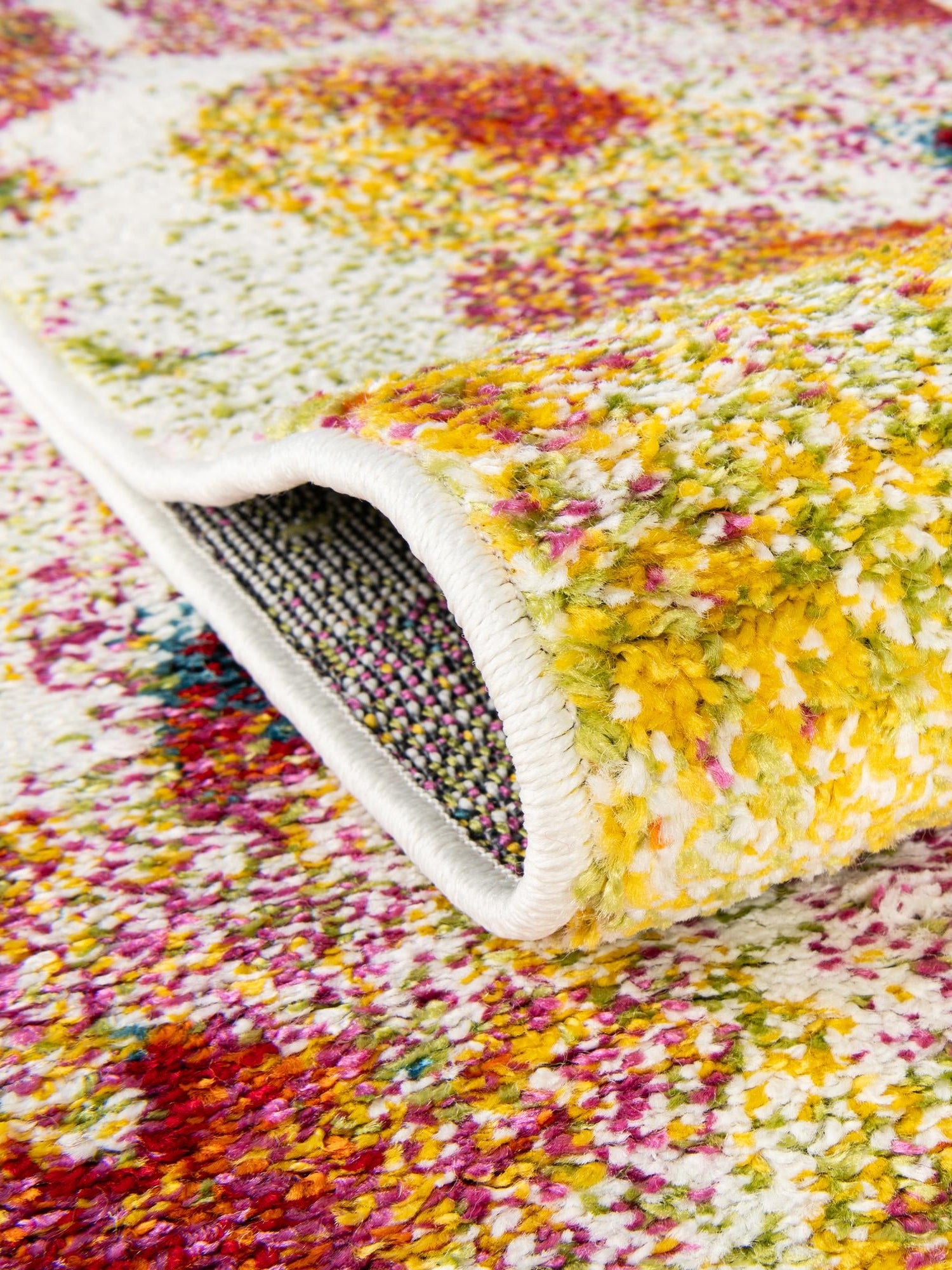 Ivory 2' 7 x 12' Lyon Runner Area Rug Vivid Colorful Abstract Modern 100% Polypropylene Carpet for Living Room, Dining, Office for Sale at Rug Engine