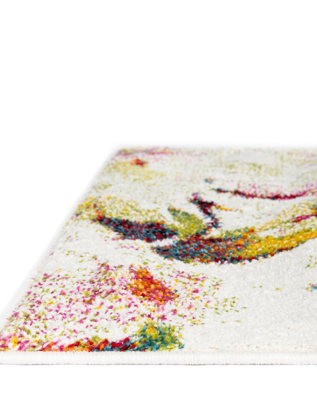 Ivory 2' 7 x 12' Lyon Runner Area Rug Vivid Colorful Abstract Modern 100% Polypropylene Carpet for Living Room, Dining, Office for Sale at Rug Engine