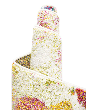 Ivory 2' x 8' Lyon Runner Area Rug Vivid Colorful Abstract Modern 100% Polypropylene Carpet for Living Room, Dining, Office for Sale at Rug Engine