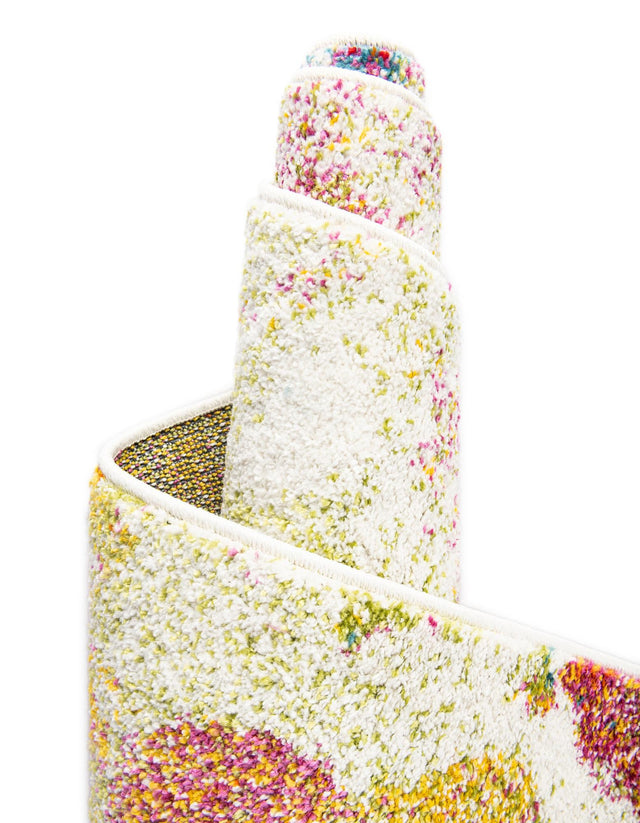 Ivory 2' x 8' Lyon Runner Area Rug Vivid Colorful Abstract Modern 100% Polypropylene Carpet for Living Room, Dining, Office for Sale at Rug Engine