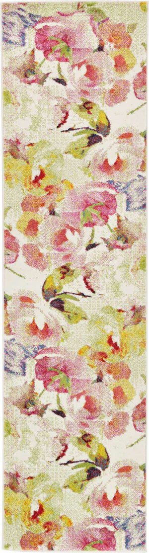 Ivory 2' 7 x 10' Lyon Runner Area Rug Vivid Colorful Abstract Modern 100% Polypropylene Carpet for Living Room, Dining, Office for Sale at Rug Engine