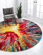 Multicolor 6' 1 x 6' 1 Lyon Round Area Rug Vivid Colorful Abstract Modern 100% Polypropylene Carpet for Living Room, Dining, Office for Sale at Rug Engine