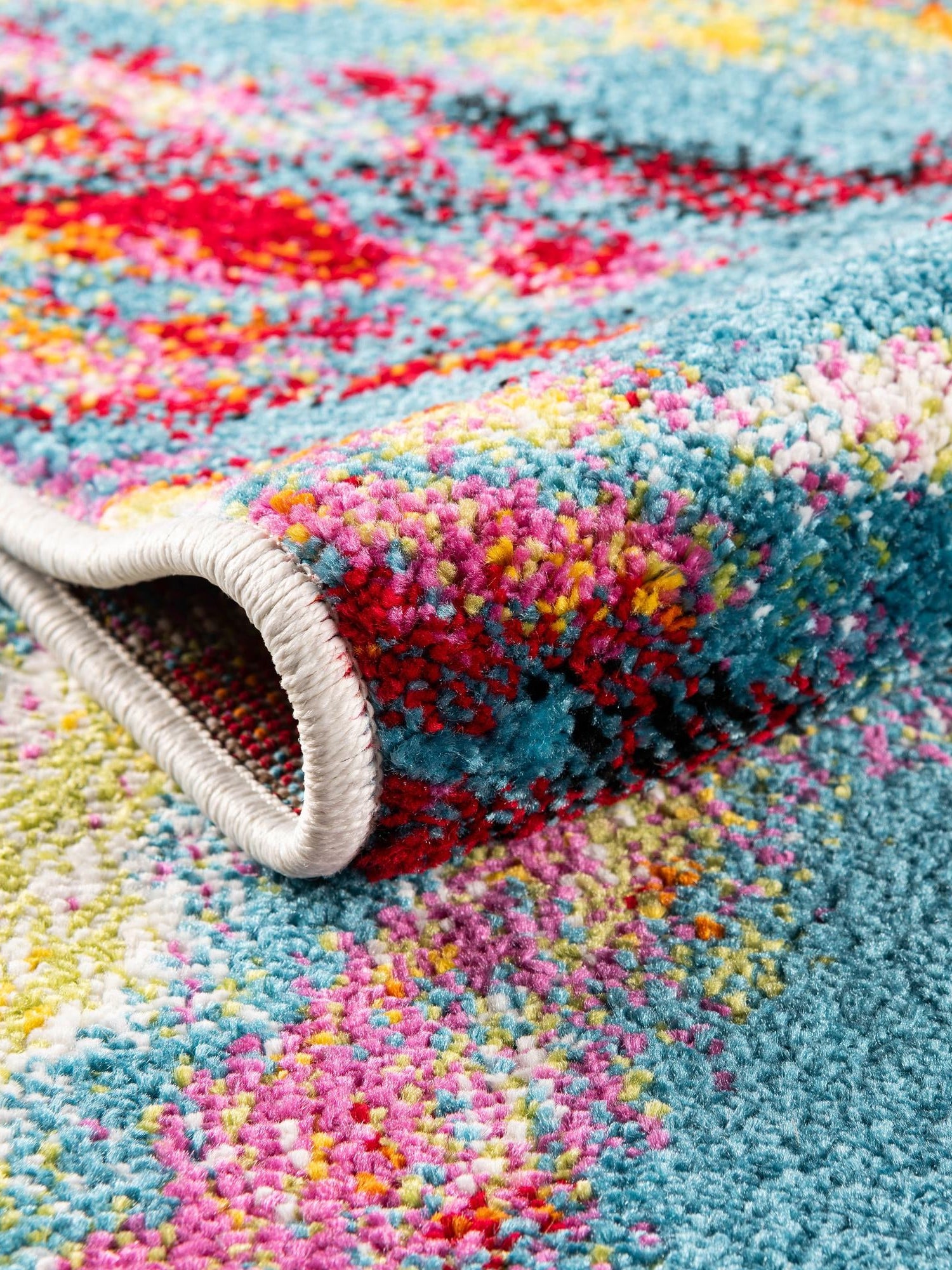 Multicolor 5' 1 x 8' Lyon Rectangle Area Rug Vivid Colorful Abstract Modern 100% Polypropylene Carpet for Living Room, Dining, Office for Sale at Rug Engine