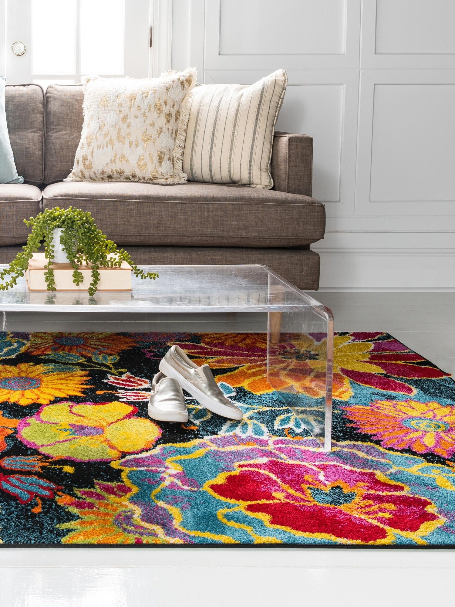 Black 3' 3 x 5' 3 Lyon Rectangle Area Rug Vivid Colorful Abstract Modern 100% Polypropylene Carpet for Living Room, Dining, Office for Sale at Rug Engine