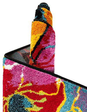 Black 7' 1 x 10' Lyon Rectangle Area Rug Vivid Colorful Abstract Modern 100% Polypropylene Carpet for Living Room, Dining, Office for Sale at Rug Engine