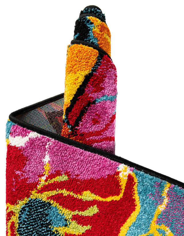 Black 7' 1 x 10' Lyon Rectangle Area Rug Vivid Colorful Abstract Modern 100% Polypropylene Carpet for Living Room, Dining, Office for Sale at Rug Engine