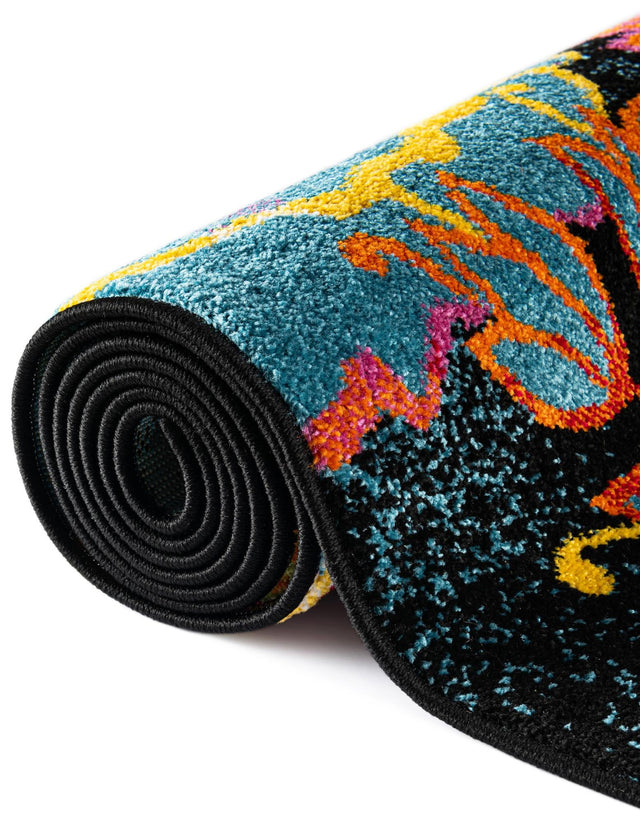 Black 7' 1 x 10' Lyon Rectangle Area Rug Vivid Colorful Abstract Modern 100% Polypropylene Carpet for Living Room, Dining, Office for Sale at Rug Engine