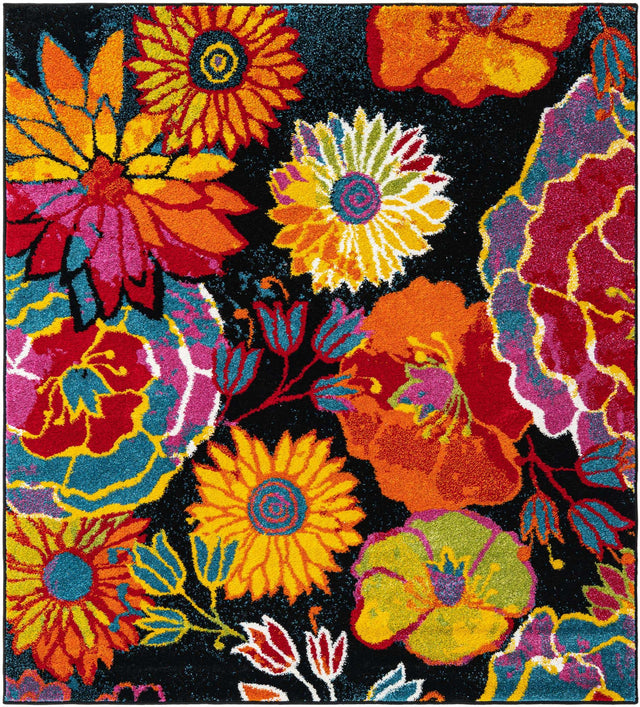 Black 6' 1 x 9' Lyon Rectangle Area Rug Vivid Colorful Abstract Modern 100% Polypropylene Carpet for Living Room, Dining, Office for Sale at Rug Engine