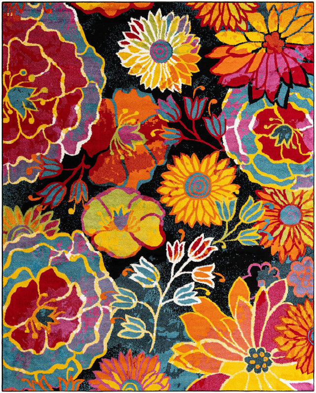 Black 8' x 10' Lyon Rectangle Area Rug Vivid Colorful Abstract Modern 100% Polypropylene Carpet for Living Room, Dining, Office for Sale at Rug Engine