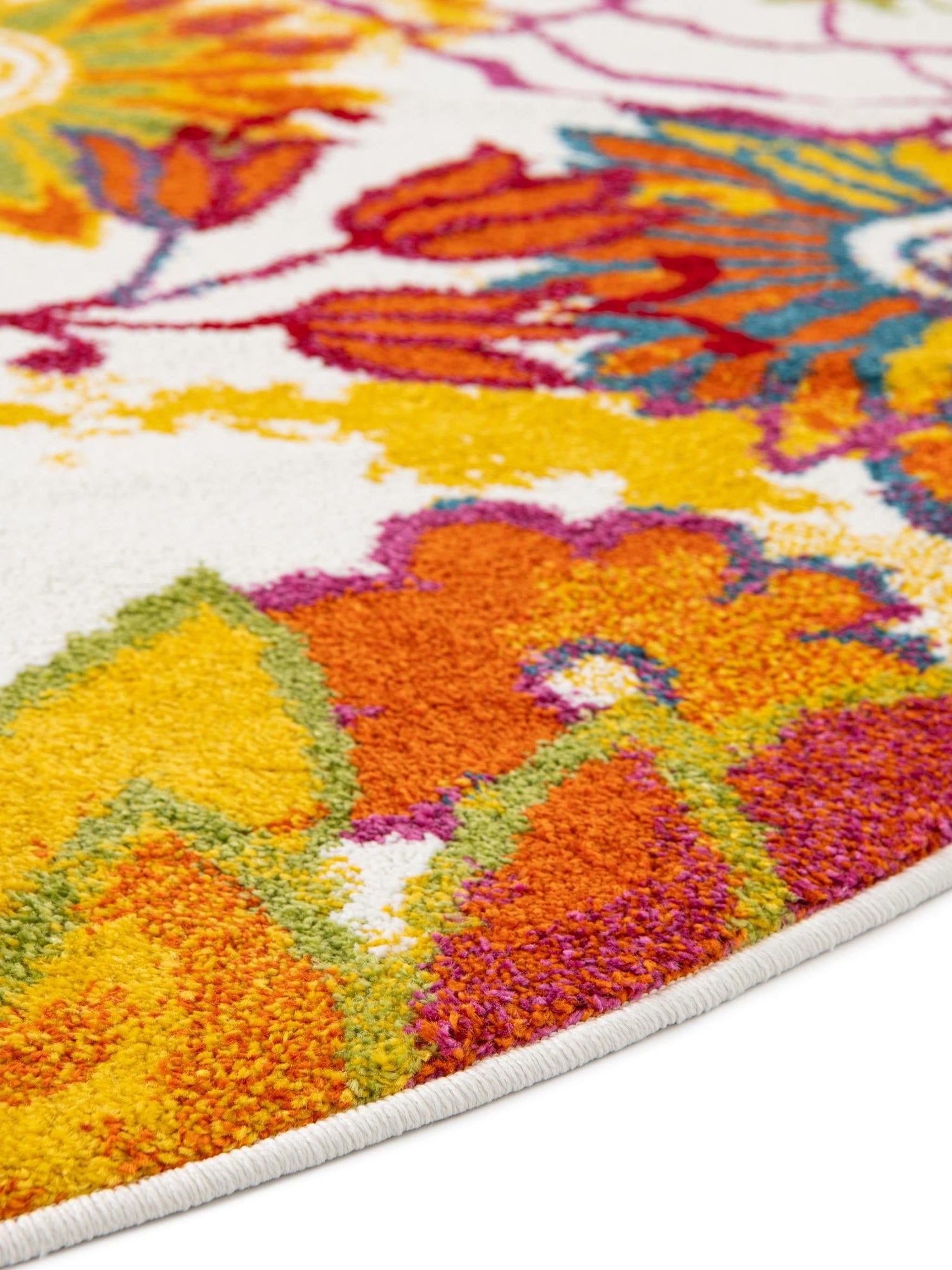 Ivory 4' 1 x 4' 1 Lyon Round Area Rug Vivid Colorful Abstract Modern 100% Polypropylene Carpet for Living Room, Dining, Office for Sale at Rug Engine