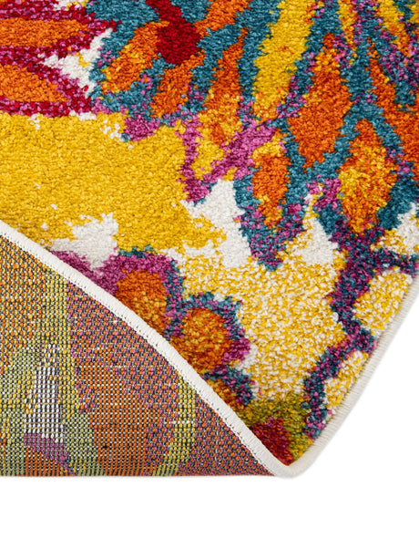 Ivory 4' 1 x 4' 1 Lyon Round Area Rug Vivid Colorful Abstract Modern 100% Polypropylene Carpet for Living Room, Dining, Office for Sale at Rug Engine