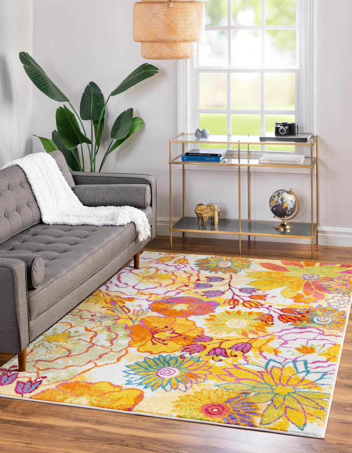 Ivory 7' 10 x 11' Lyon Rectangle Area Rug Vivid Colorful Abstract Modern 100% Polypropylene Carpet for Living Room, Dining, Office for Sale at Rug Engine