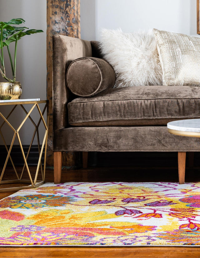 Ivory 7' 10 x 11' Lyon Rectangle Area Rug Vivid Colorful Abstract Modern 100% Polypropylene Carpet for Living Room, Dining, Office for Sale at Rug Engine