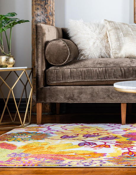 Ivory 10' x 13' Lyon Rectangle Area Rug Vivid Colorful Abstract Modern 100% Polypropylene Carpet for Living Room, Dining, Office for Sale at Rug Engine