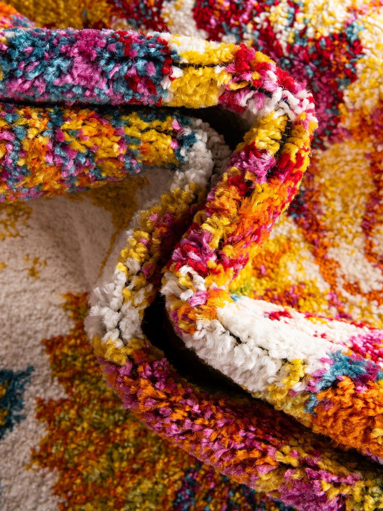 Ivory 4' x 6' Lyon Rectangle Area Rug Vivid Colorful Abstract Modern 100% Polypropylene Carpet for Living Room, Dining, Office for Sale at Rug Engine