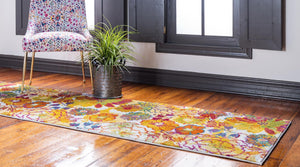 Ivory 2' 7 x 12' Lyon Runner Area Rug Vivid Colorful Abstract Modern 100% Polypropylene Carpet for Living Room, Dining, Office for Sale at Rug Engine