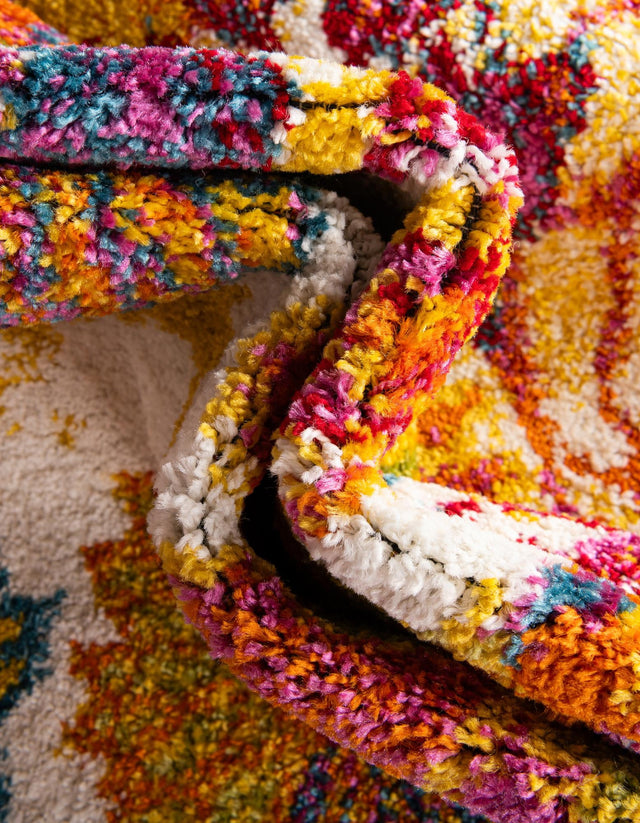 Ivory 2' 7 x 12' Lyon Runner Area Rug Vivid Colorful Abstract Modern 100% Polypropylene Carpet for Living Room, Dining, Office for Sale at Rug Engine