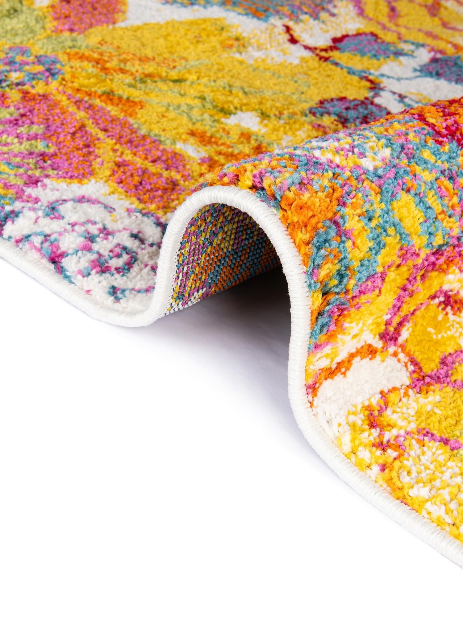 Ivory 2' 7 x 12' Lyon Runner Area Rug Vivid Colorful Abstract Modern 100% Polypropylene Carpet for Living Room, Dining, Office for Sale at Rug Engine