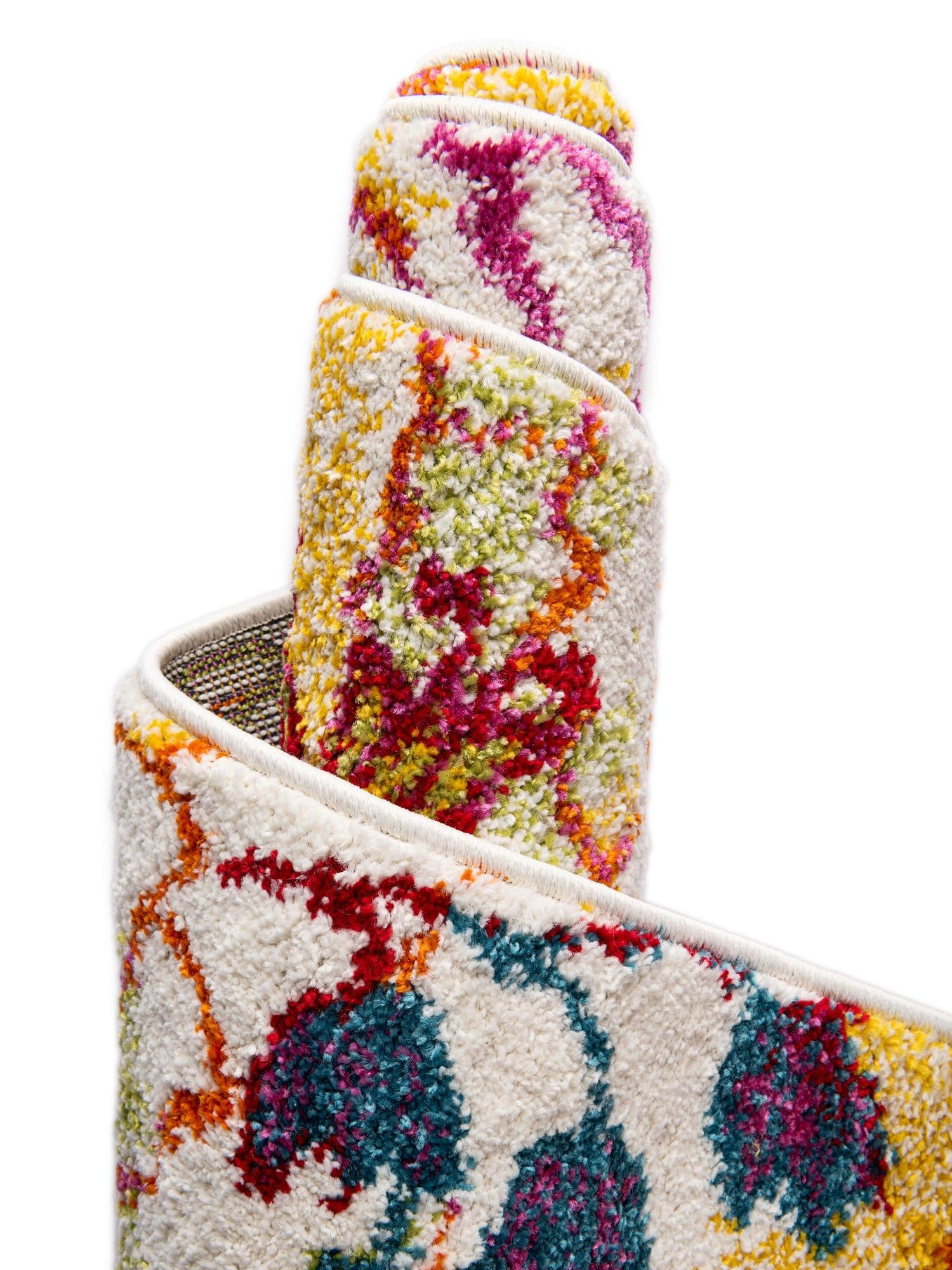 Ivory 2' 7 x 12' Lyon Runner Area Rug Vivid Colorful Abstract Modern 100% Polypropylene Carpet for Living Room, Dining, Office for Sale at Rug Engine