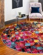 Multicolor 6' 1 x 6' 1 Lyon Round Area Rug Vivid Colorful Abstract Modern 100% Polypropylene Carpet for Living Room, Dining, Office for Sale at Rug Engine