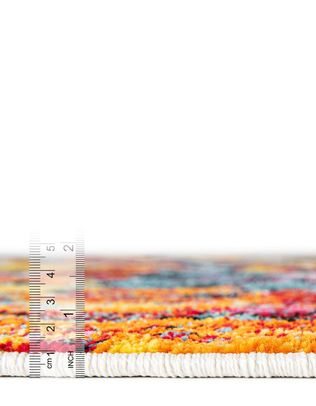 Multicolor 6' 1 x 6' 1 Lyon Round Area Rug Vivid Colorful Abstract Modern 100% Polypropylene Carpet for Living Room, Dining, Office for Sale at Rug Engine