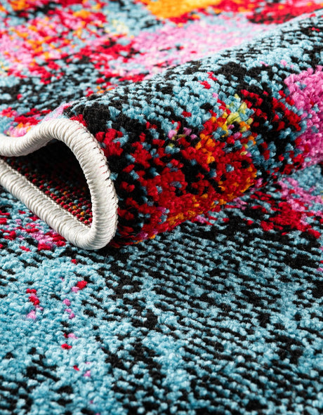 Multicolor 8' x 8' Lyon Round Area Rug Vivid Colorful Abstract Modern 100% Polypropylene Carpet for Living Room, Dining, Office for Sale at Rug Engine