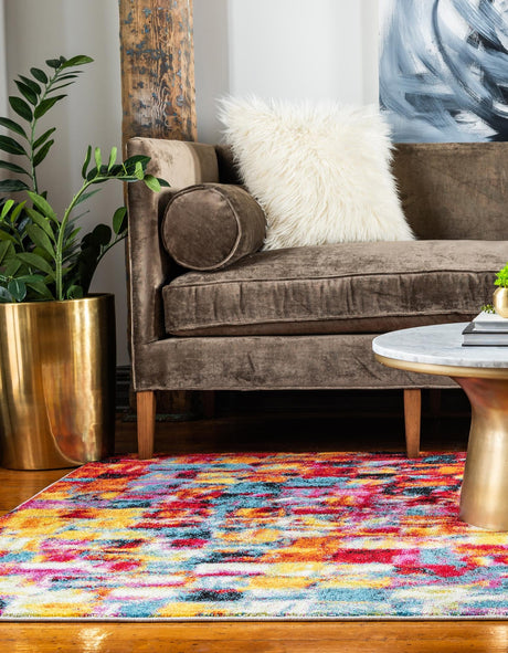 Multicolor 5' 1 x 8' Lyon Rectangle Area Rug Vivid Colorful Abstract Modern 100% Polypropylene Carpet for Living Room, Dining, Office for Sale at Rug Engine