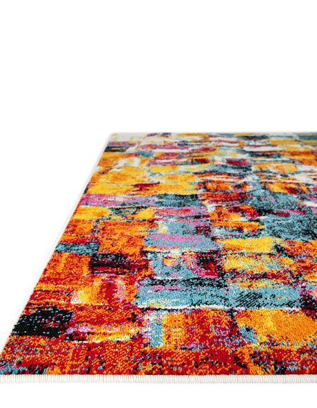 Multicolor 5' 1 x 8' Lyon Rectangle Area Rug Vivid Colorful Abstract Modern 100% Polypropylene Carpet for Living Room, Dining, Office for Sale at Rug Engine