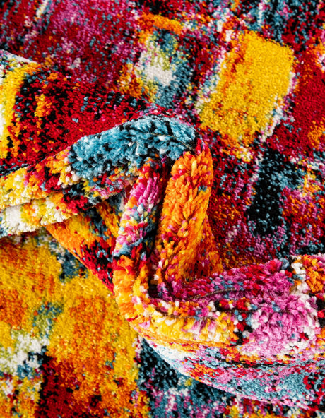 Multicolor 4' x 6' Lyon Rectangle Area Rug Vivid Colorful Abstract Modern 100% Polypropylene Carpet for Living Room, Dining, Office for Sale at Rug Engine