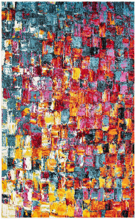 Multicolor 5' 1 x 8' Lyon Rectangle Area Rug Vivid Colorful Abstract Modern 100% Polypropylene Carpet for Living Room, Dining, Office for Sale at Rug Engine