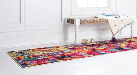 Multicolor 2' 7 x 10' Lyon Runner Area Rug Vivid Colorful Abstract Modern 100% Polypropylene Carpet for Living Room, Dining, Office for Sale at Rug Engine